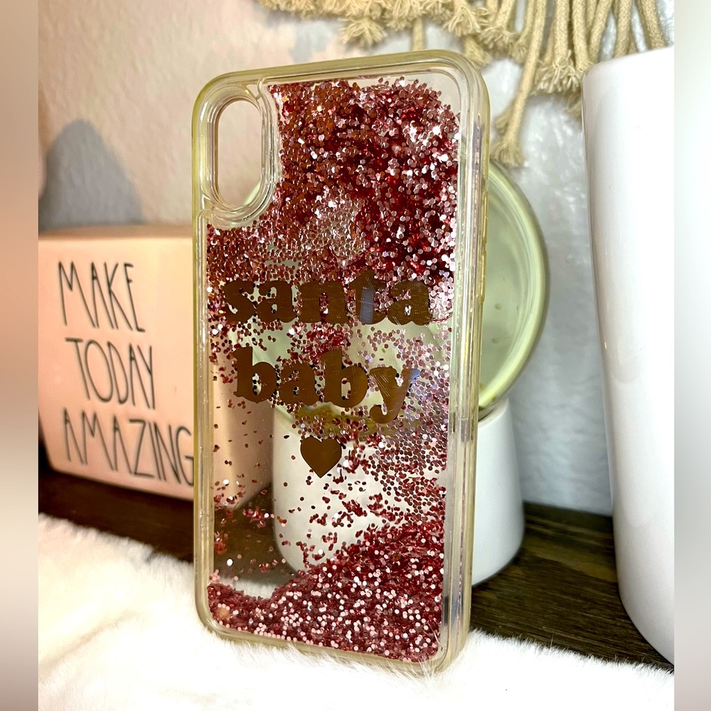 Santa Baby iPhone X XS pink glitter case